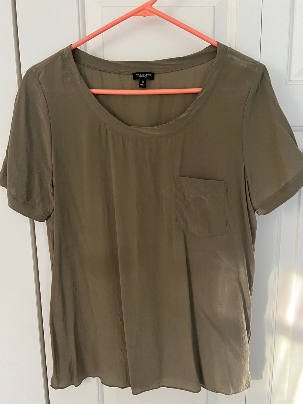 Talbots Olive Short Sleeve Pocket Tee